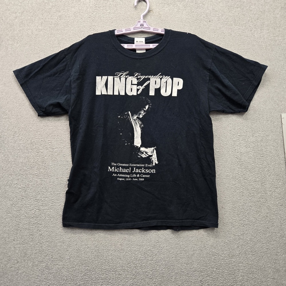 Michael Jackson Men Shirt L Black King Of Pop Band Tee Print